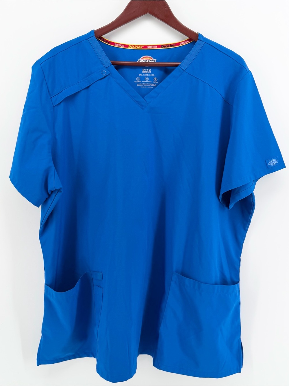 Dickies EDS‎ Essentials Scrub Top Men's 2XL Royal Blue V-Neck Stretch RYPS